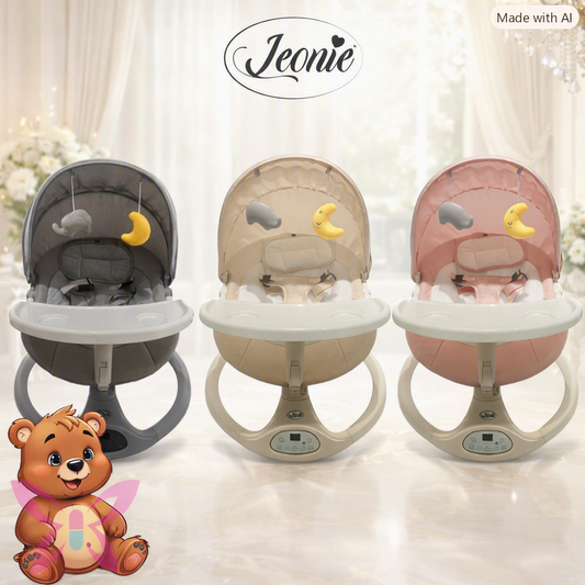 Altalena Sogni d’Oro Jeonie perfetto tra comfort, eleganza e tecnologia, pensata per accompagnare il tuo bambino nei momenti di relax e gioco.💎