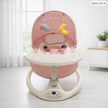 Altalena Sogni d’Oro Jeonie perfetto tra comfort, eleganza e tecnologia, pensata per accompagnare il tuo bambino nei momenti di relax e gioco.💎