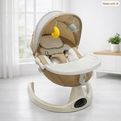 Altalena Sogni d’Oro Jeonie perfetto tra comfort, eleganza e tecnologia, pensata per accompagnare il tuo bambino nei momenti di relax e gioco.💎